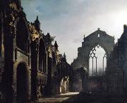 louis daguerre Ruins of Holyrood Chapel by Louis Daguerre oil painting artist